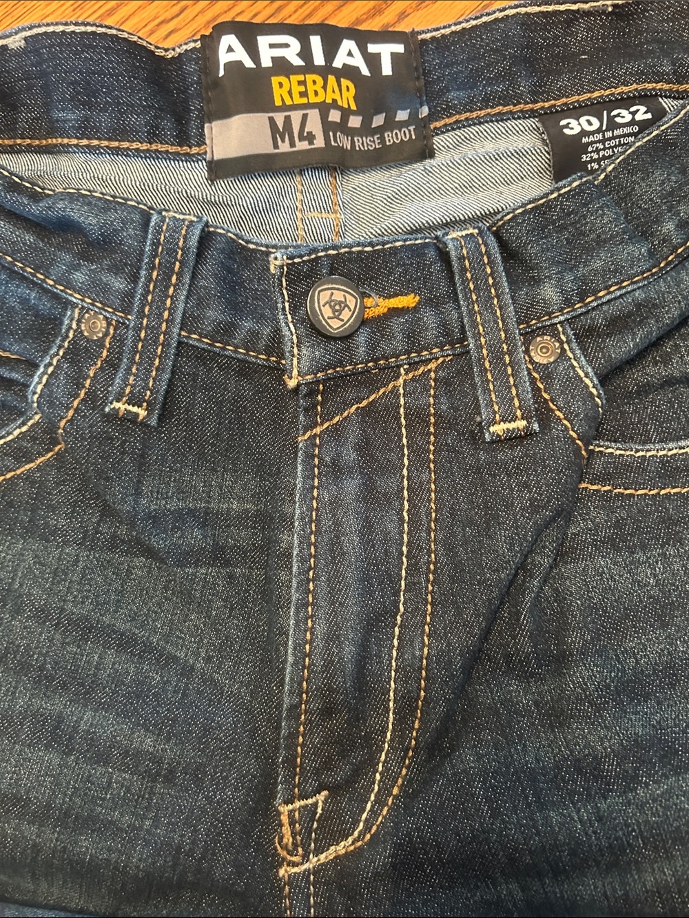 Ariat Rebar M4 Low Rise Bootcut Jeans - Dark Blue Denim